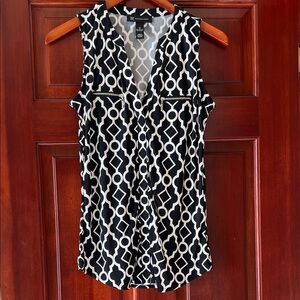 INC International Concepts Geometric Black and White Blouse